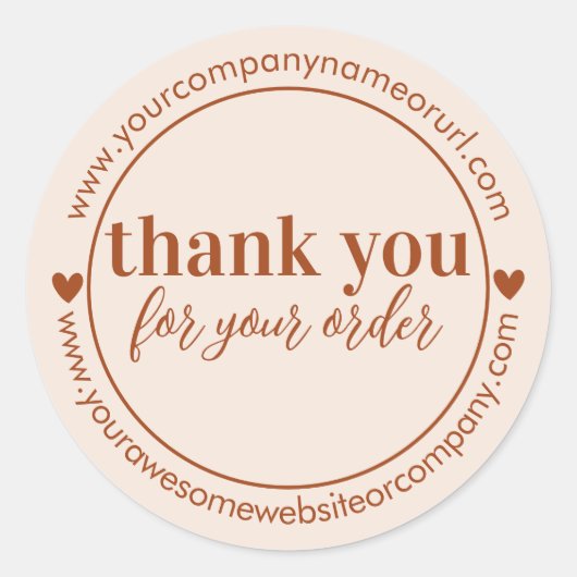 Minimale Terracotta Business Klant Hartelijk dank Ronde Sticker (Voorkant)