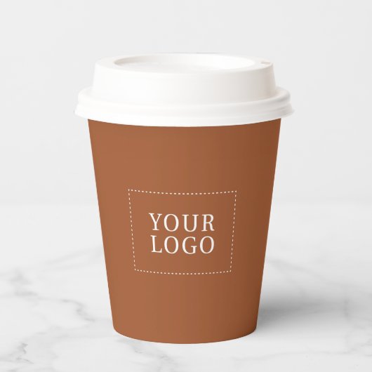Minimale Terracotta Business Logo Promotie Papieren Bekers (Voorkant)