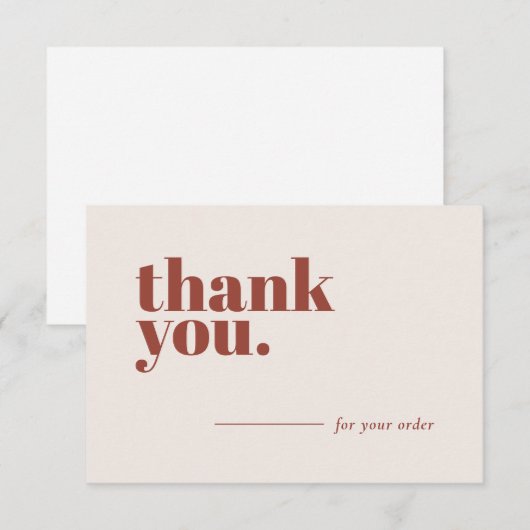 Minimale terracotta Business Stationery Customer Bedankkaart (Voorkant / Achterkant)