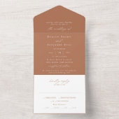 Minimale terracotta Calligraphy Modern Wedding All In One Uitnodiging (Binnen)
