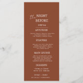 Minimale terracotta de nacht voor de bruiloft menu (Voorkant)