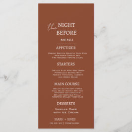 Minimale terracotta de nacht voor de bruiloft menu