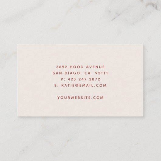 Minimale terracotta- en Cream Arch Beauty Lashes Visitekaartje (Achterkant)