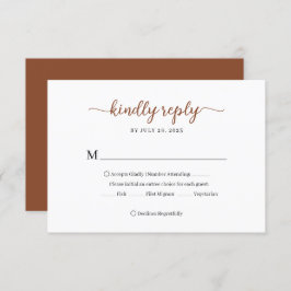 Minimale Terracotta Floral Monogram Bruiloft RSVP Kaartje