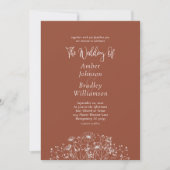 Minimale Terracotta Floral QR Code Elegant Wedding Kaart (Voorkant)
