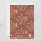 Minimale Terracotta Floral QR Code Elegant Wedding Kaart (Achterkant)
