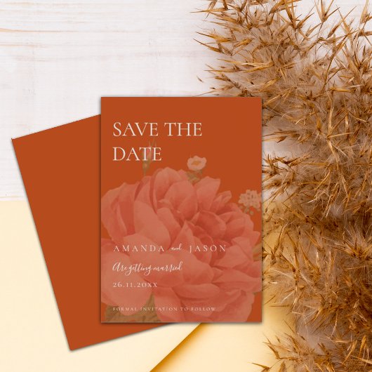 Minimale terracotta Floral Wedding Save the Date