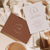 Minimale terracotta Floral Wreath Monogram Wedding Kaart