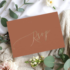 Minimale Terracotta Huwelijksreactie RSVP Kaartje