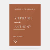 Minimale terracotta met heart Modern Wedding Acryl Bord (Voorkant)