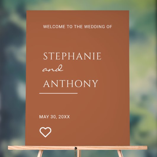 Minimale terracotta met heart Modern Wedding Acryl Bord (Neutraal)