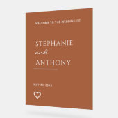 Minimale terracotta met heart Modern Wedding Acryl Bord (Hoek)