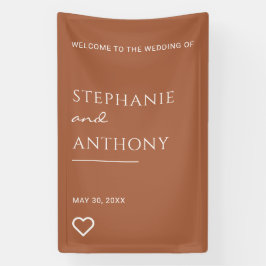 Minimale terracotta met heart Modern Wedding Spandoek