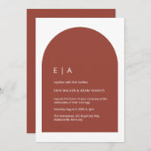 Minimale terracotta moderne boog bruiloft uitnodig kaart (Voorkant / Achterkant)