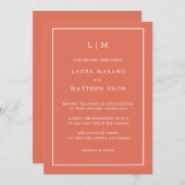 Minimale Terracotta Monogram Eenvoudige Bruiloft Kaart (Voorkant / Achterkant)