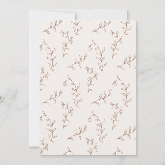 Minimale Terracotta Roest Boho Botanische Trouwdag Kaart (Achterkant)