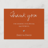 Minimale terracotta Rust Wedding Love and Bedankt Briefkaart (Achterkant)