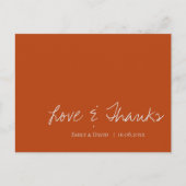 Minimale terracotta Rust Wedding Love and Bedankt Briefkaart (Voorkant)