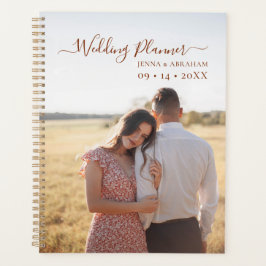 Minimale Terracotta Script Foto Bruiloft Planner