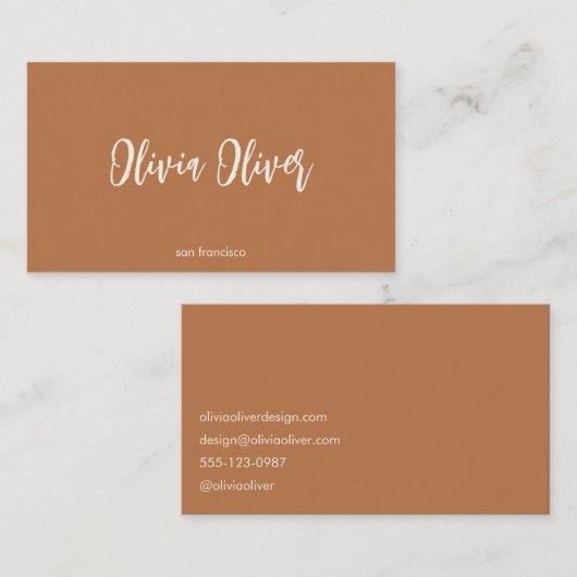Minimale Terracotta Script Kalligrafie Boho Modern Visitekaartje (Voorkant / Achterkant)