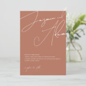Minimale Terracotta Script Typografie Trouwen Kaart (Staand voorkant)