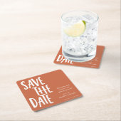 Minimale terracotta Wedding bespaart de datum Kartonnen Onderzetters (Insitu)