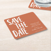Minimale terracotta Wedding bespaart de datum Kartonnen Onderzetters (Schuin)