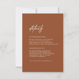 Minimale Terracotta Wedding Details Kaart