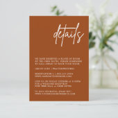 Minimale Terracotta Wedding Enclosure Card Informatiekaartje (Staand voorkant)
