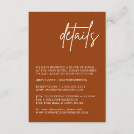 Minimale Terracotta Wedding Enclosure Card Informatiekaartje