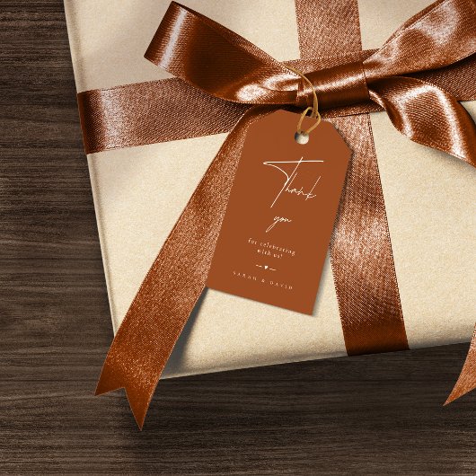 Minimale terracotta Wedding Favor Dank je cadeau Cadeaulabel