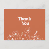 Minimale Terracotta Wilde Bloem Bedankt Briefkaart (Voorkant)