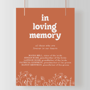 Minimale Terracotta Wilde Bloem Ter Herinnering Aa Poster