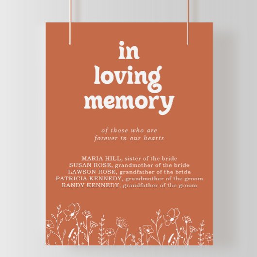 Minimale Terracotta Wilde Bloem Ter Herinnering Aa Poster