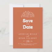 Minimale Terracotta Wilde Bloemen Bruiloft Save The Date (Voorkant)