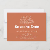 Minimale Terracotta Wildflower Horizontale Trouw Save The Date (Voorkant)