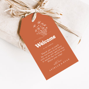 Minimale Terracotta Wildflower Trouw Welkom Cadeaulabel