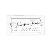 Minimale terugzendadres voor Black Script Family Etiket (Voorkant)