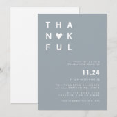 Minimale Thankful Blue Thanksgiving Dinner Kaart (Voorkant / Achterkant)