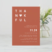 Minimale Thankful Terracotta Thanksgiving Dinner Kaart (Staand voorkant)