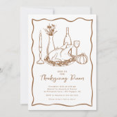 Minimale Thanksgiving Dinner Invitation Kaart (Voorkant)