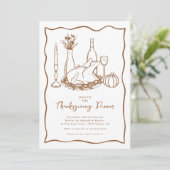Minimale Thanksgiving Dinner Invitation Kaart (Staand voorkant)