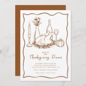 Minimale Thanksgiving Dinner Invitation Kaart (Voorkant / Achterkant)