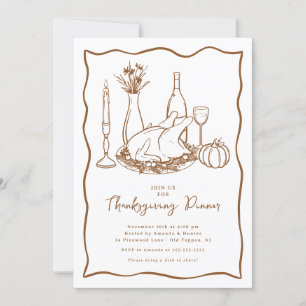 Minimale Thanksgiving Dinner Invitation Kaart