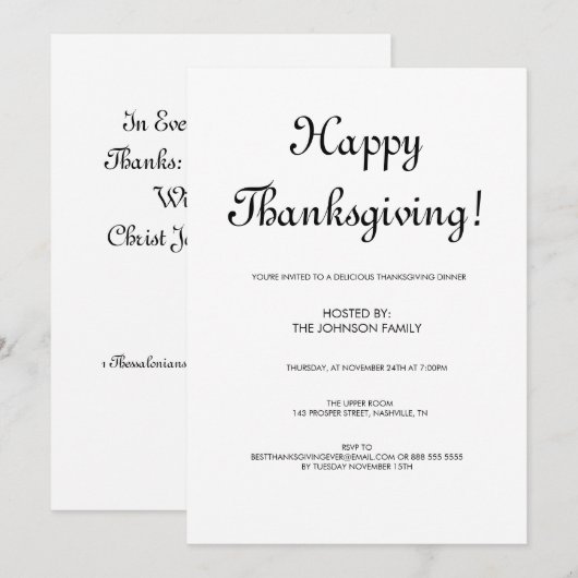 Minimale Thanksgiving in zwart-wit Kaart (Voorkant / Achterkant)