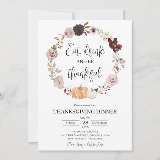 Minimale Thanksgiving Kaart (Voorkant)