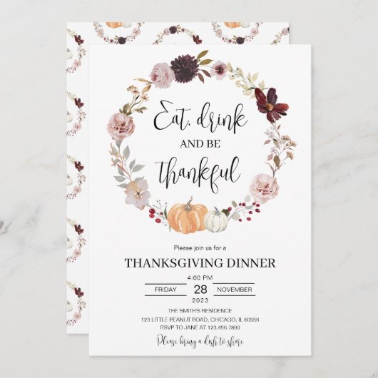 Minimale Thanksgiving Kaart (Voorkant / Achterkant)