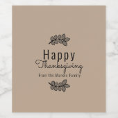 Minimale Thanksgiving tak groen script Wijn Etiket (Enkel label)