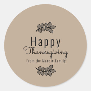Minimale Thanksgiving takken groen script Ronde Sticker
