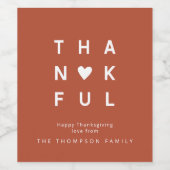 Minimale Thanksgiving Terracotta Wijn Etiket (Enkel label)